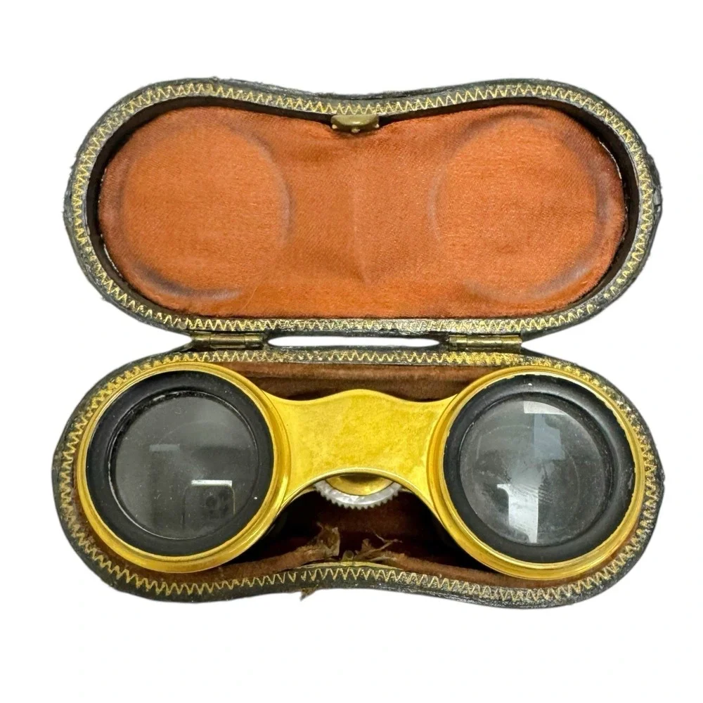 Antique Lemaire Fab Opera Glasses Binoculars Mother Of Pearl w/Case Paris France